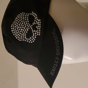 Ladies Harley Davidson Rhinestone Skull Black Motorcycle Hat